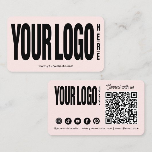 Aangepast Voeg uw Logo Connect QR-code voor social Visitekaartje (Voorkant / Achterkant)