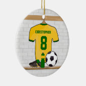 Aangepast voetbal jersey geel groen keramisch ornament (Rechts)