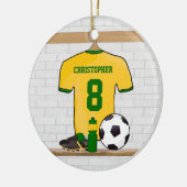 Aangepast voetbal jersey geel groen keramisch ornament (Links)