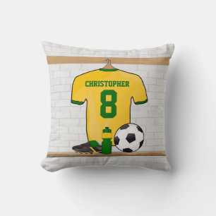Aangepast voetbal jersey geel groen kussen