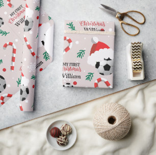 Aangepast Voetbal kerstmis Cadeaupapier