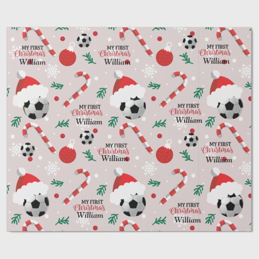 Aangepast Voetbal kerstmis Cadeaupapier (Vlak)