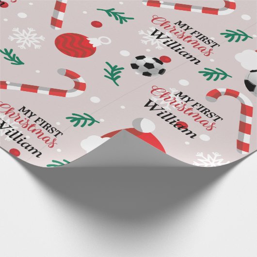 Aangepast Voetbal kerstmis Cadeaupapier (Hoek)