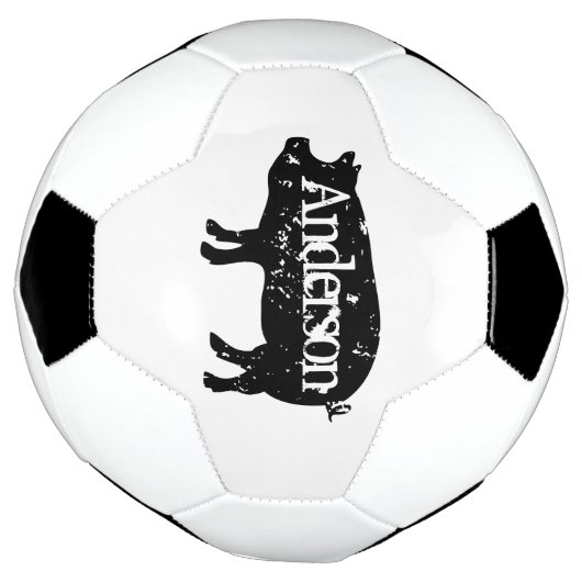 Aangepast voetbal met  zwart varken logo (Gedraaid)