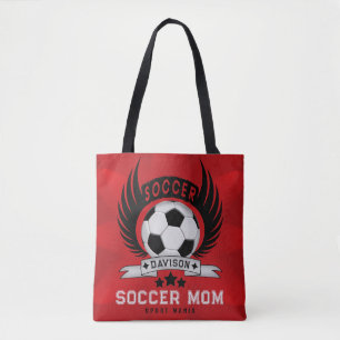 Aangepast Voetbal Moeder Embleem Met Bal En Vleuge Tote Bag