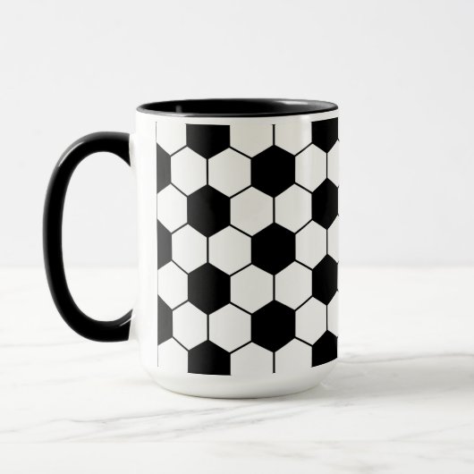 Aangepast Voetbal patroon zwart-wit Mok (Links)