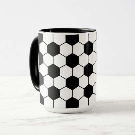 Aangepast Voetbal patroon zwart-wit Mok (Voorkant links)