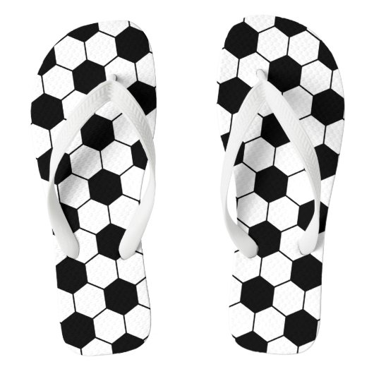Aangepast Voetbal patroon zwart-wit Teenslippers (Voetbed)
