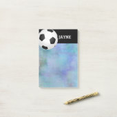 Aangepast voetbal Plaats het bericht in het blauw Post-it® Notes (Op bureau)