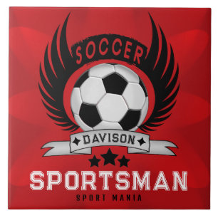 Aangepast Voetbal Sportman Embleem Met Bal En Vleu Tegeltje
