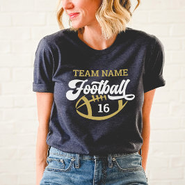 Aangepast Voetbal Team Schrift Goud Navy Moeder Tri-Blend Shirt