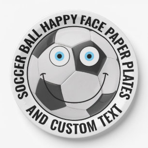 Aangepast Voetbal Thema Party BLUE EYES Happy Face Papieren Bordje