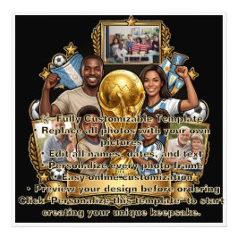 Aangepast Voetbal Vader Foto Collage Cadeau Afdruk
