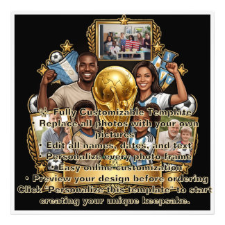 Aangepast Voetbal Vader Foto Collage Cadeau Afdruk