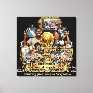 Aangepast Voetbal Vader Foto Collage Cadeau Canvas Afdruk