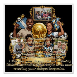 Aangepast Voetbal Vader Foto Collage Cadeau Perfect Poster