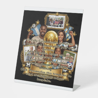 Aangepast Voetbal Vader Foto Collage Cadeau Reclamebord Met Voetstuk