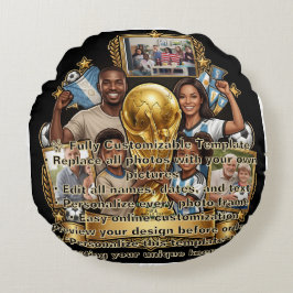 Aangepast Voetbal Vader Foto Collage Cadeau Rond Kussen