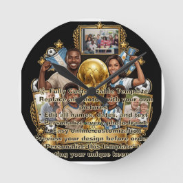 Aangepast Voetbal Vader Foto Collage Cadeau Ronde Klok