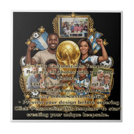 Aangepast Voetbal Vader Foto Collage Cadeau Tegeltje