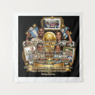 Aangepast Voetbal Vader Foto Collage Cadeau Wandkleed