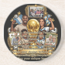 Aangepast Voetbal Vader Foto Collage Cadeau Zandsteen Onderzetter