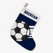 Aangepast Voetbal van Sporty Stripes Kleine Kerstsok (Voorkant (Hangend))