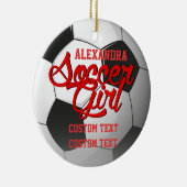 Aangepast voetbalmeisje keramisch ornament (Rechts)