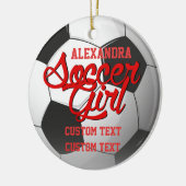 Aangepast voetbalmeisje keramisch ornament (Links)