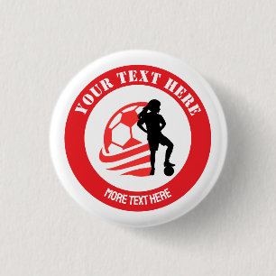 Aangepast voetbalmeisje kinder voetbal verjaardags ronde button 3,2 cm