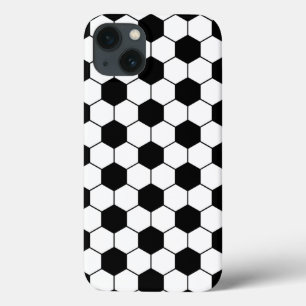 Aangepast voetbalpatroon Zwart Wit iPhone 13 Hoesje
