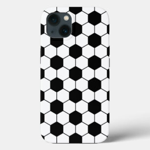 Aangepast voetbalpatroon Zwart Wit iPhone 13 Hoesje