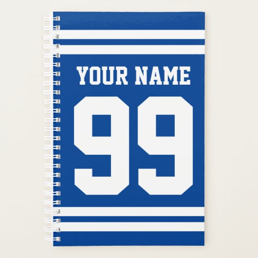 Aangepast voetbalshirt met nummer en naam planner (Voorkant)