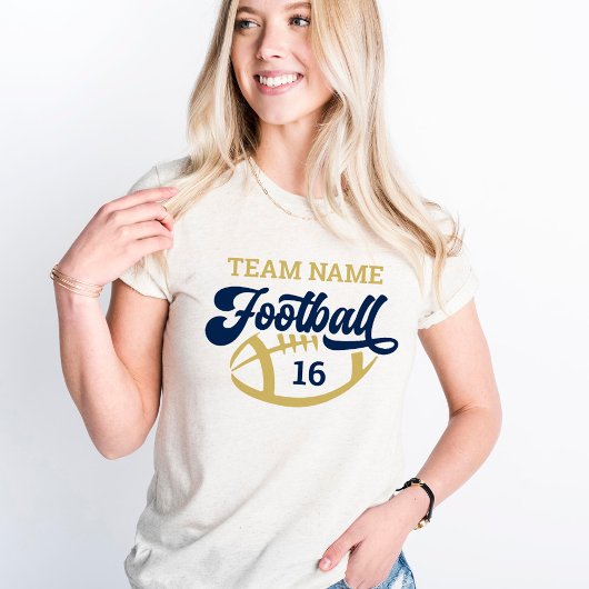 Aangepast Voetbalteam Script Goud Havermout Tri-Blend Shirt