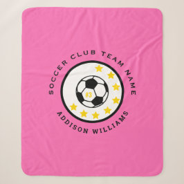 Aangepast Voetbalteam Shirt Nummer Roze Meisje Sherpa Deken