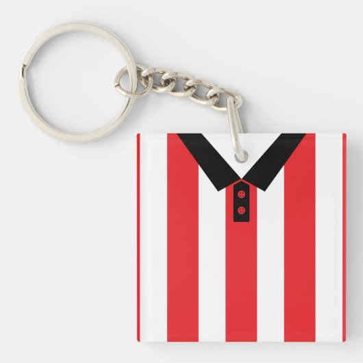 Aangepast voetbalveld Jersey Keyring, Rode Stripes Sleutelhanger (Voorkant)