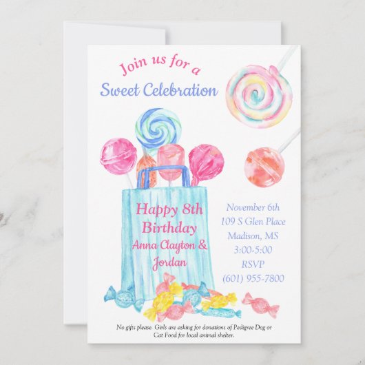 Aangepast vogeldagverblijf Waterverf Snoep Zoet Bi Kaart (Voorkant)