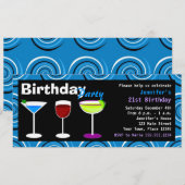 Aangepast vogelfeest op cocktail party Invite Blue Kaart (Voorkant / Achterkant)