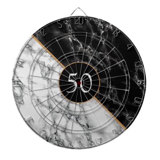 Aangepast vogelkleerbord Gift Black White Marble Dartbord (Voorkant)