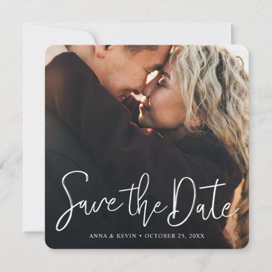 Aangepast volledig fotohuwelijk save the date (Voorkant)