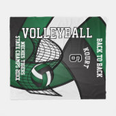Aangepast 🏐 Volleyball - Donkergroen, wit en zwar Fleece Deken (Voorkant (Horizontaal))