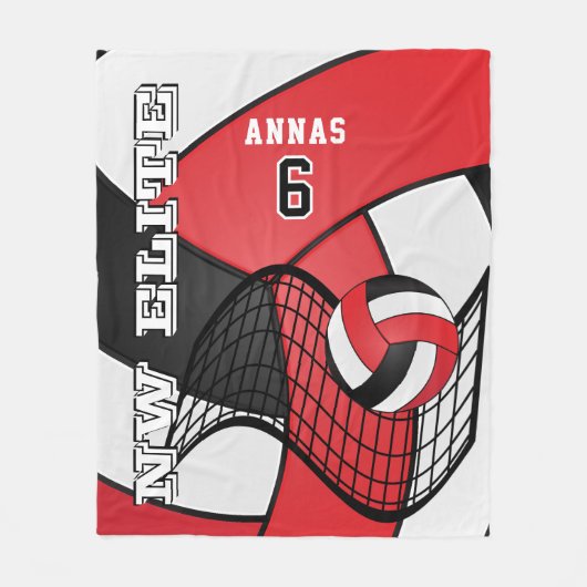 Aangepast - Volleybalsport in rood, wit en zwart Fleece Deken (Voorkant)