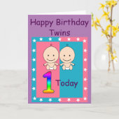 Aangepast voor 1e verjaardag tweelingen kaart (Gele Bloem)