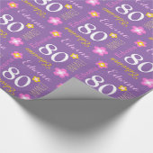 Aangepast voor 80ste verjaardag Edwina noem paarse Cadeaupapier (Hoek)
