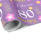 Aangepast voor 80ste verjaardag Edwina noem paarse Cadeaupapier (Rol Hoek)