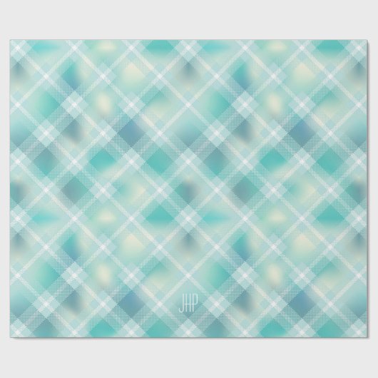 Aangepast voor Aqua Green Tartan Cadeaupapier (Vlak)
