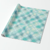 Aangepast voor Aqua Green Tartan Cadeaupapier (Uitgerold)