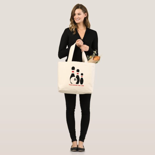 Aangepast voor Bowling ball en spelden Grote Tote Bag (Voorkant (model))