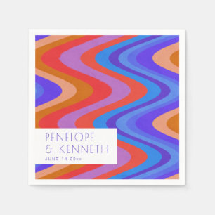 Aangepast voor Bright Groovy Retro Blue Paars Wedd Servet