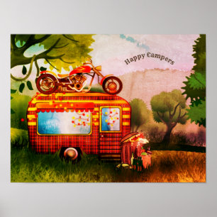 Aangepast voor Camper Trailer Trash Happy Campers Poster